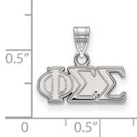 Sterling Silver Rhodium-plated LogoArt Phi Sigma Sigma Sorority Greek Letters Small Pendant view 2