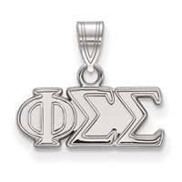 Sterling Silver Rhodium-plated LogoArt Phi Sigma Sigma Sorority Greek Letters Small Pendant view 1