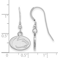Sterling Silver Rhodium-plated LogoArt Penn State University Lion Extra Small Dangle Wire Earrings view 2