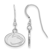 Sterling Silver Rhodium-plated LogoArt Penn State University Lion Extra Small Dangle Wire Earrings view 1
