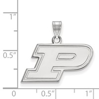 Sterling Silver Rhodium-plated LogoArt Purdue University Letter P Small Pendant view 2
