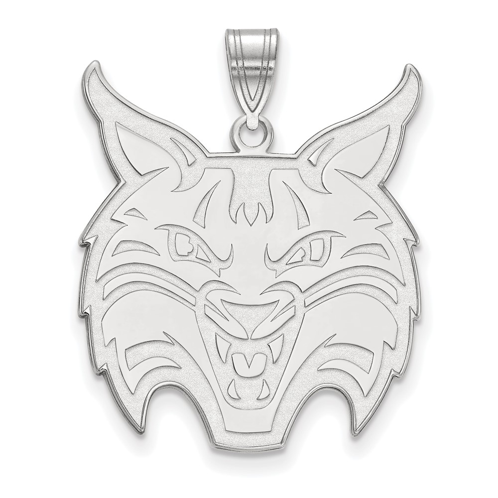 Sterling Silver Rhodium-plated LogoArt Quinnipiac University Bobcat Extra Large Pendant