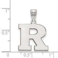 Sterling Silver Rhodium-plated LogoArt Rutgers University Letter R Medium Pendant view 2