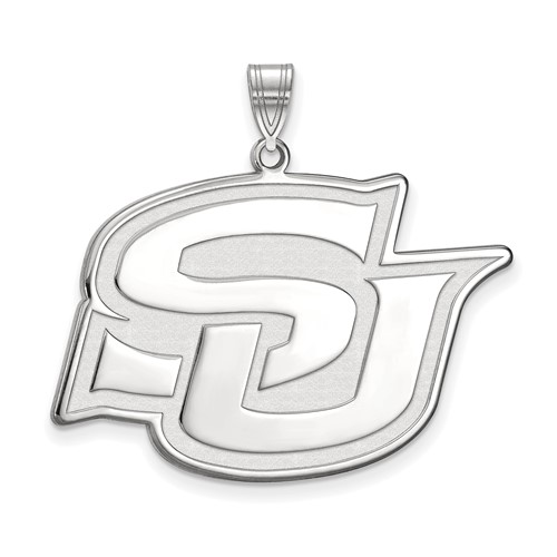 Sterling Silver Rhodium-plated LogoArt Southern University Jaguars Extra Large Pendant