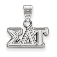 Sterling Silver Rhodium-plated LogoArt Sigma Delta Tau Sorority Greek Letters Small Pendant view 1