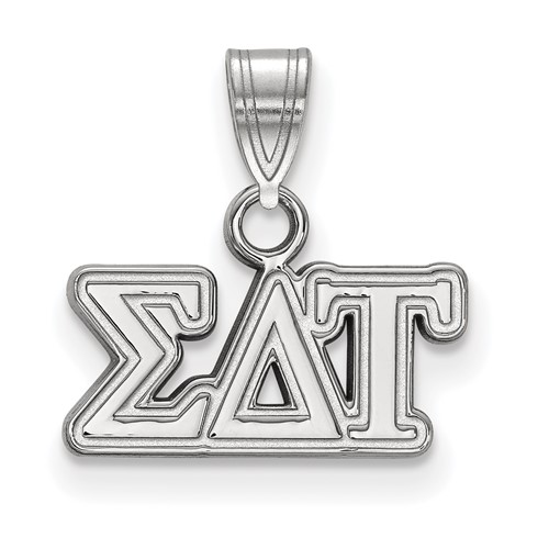 Sterling Silver Rhodium-plated LogoArt Sigma Delta Tau Sorority Greek Letters Small Pendant
