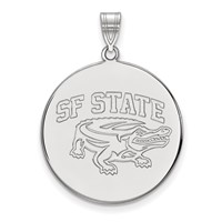 Sterling Silver Rhodium-plated LogoArt San Francisco State University Extra Large Disc Pendant view 1