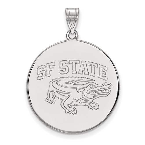 Sterling Silver Rhodium-plated LogoArt San Francisco State University Extra Large Disc Pendant