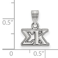 Sterling Silver Rhodium-plated LogoArt Sigma Kappa Sorority Greek Letters Small Pendant view 2