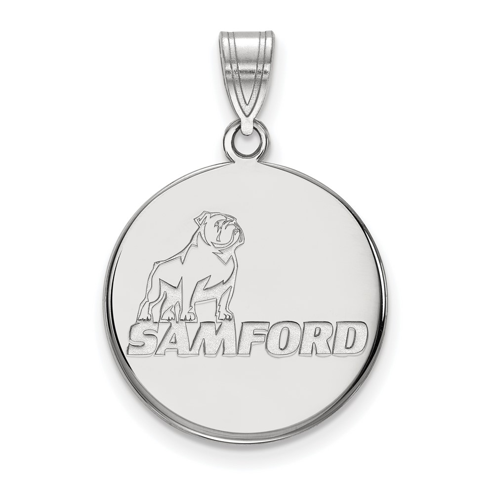 Sterling Silver Rhodium-plated LogoArt Samford University Large Disc Pendant