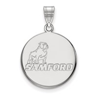 Sterling Silver Rhodium-plated LogoArt Samford University Large Disc Pendant view 1
