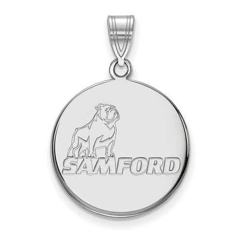 Sterling Silver Rhodium-plated LogoArt Samford University Large Disc Pendant