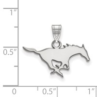 Sterling Silver Rhodium-plated LogoArt Southern Methodist University Mustang Small Pendant view 2