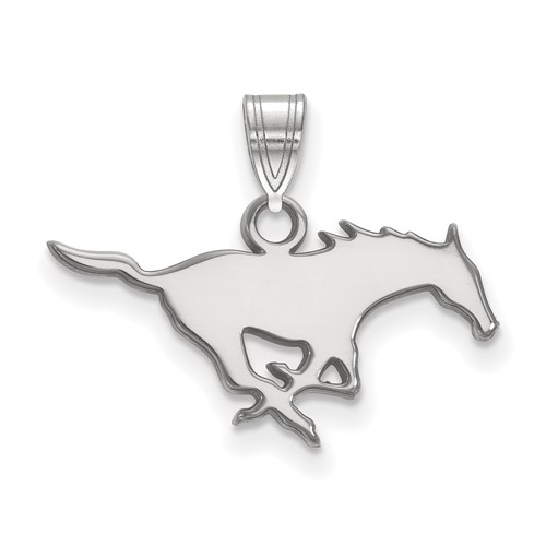 Sterling Silver Rhodium-plated LogoArt Southern Methodist University Mustang Small Pendant