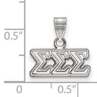 Sterling Silver Rhodium-plated LogoArt Sigma Sigma Sigma Sorority Greek Letters Small Pendant view 2