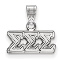 Sterling Silver Rhodium-plated LogoArt Sigma Sigma Sigma Sorority Greek Letters Small Pendant view 1