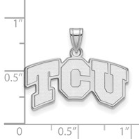 Sterling Silver Rhodium-plated LogoArt Texas Christian University T-c-u Small Pendant view 2