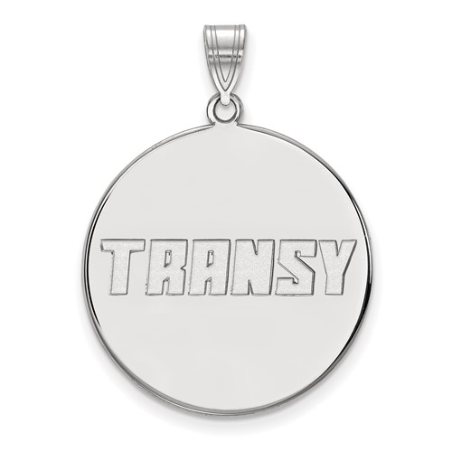 Sterling Silver Rhodium-plated LogoArt Transylvania University Extra Large Disc Pendant