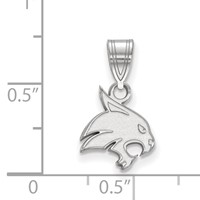 Sterling Silver Rhodium-plated LogoArt Texas State University Bobcat Small Pendant view 2