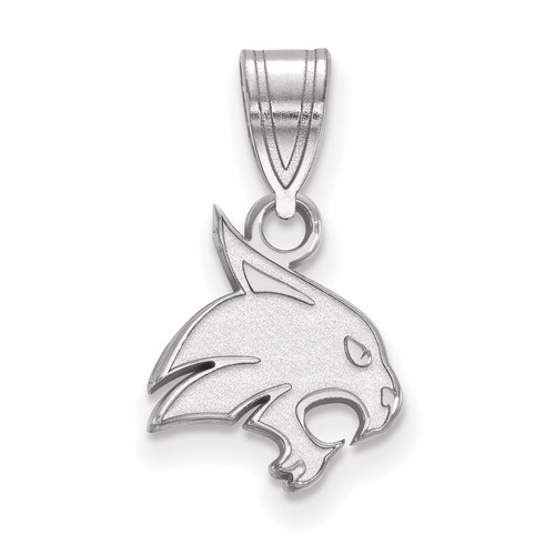 Sterling Silver Rhodium-plated LogoArt Texas State University Bobcat Small Pendant