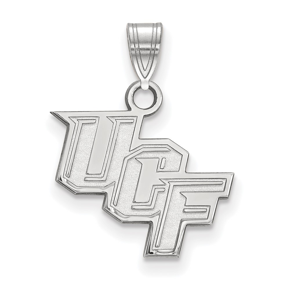 Sterling Silver Rhodium-plated LogoArt University of Central Florida U-c-f Small Pendant