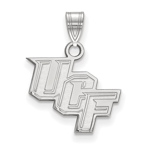 Sterling Silver Rhodium-plated LogoArt University of Central Florida U-c-f Small Pendant