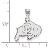Sterling Silver Rhodium-plated LogoArt University of Colorado Buffalo Small Pendant view 2