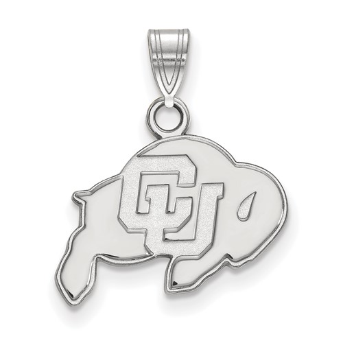 Sterling Silver Rhodium-plated LogoArt University of Colorado Buffalo Small Pendant