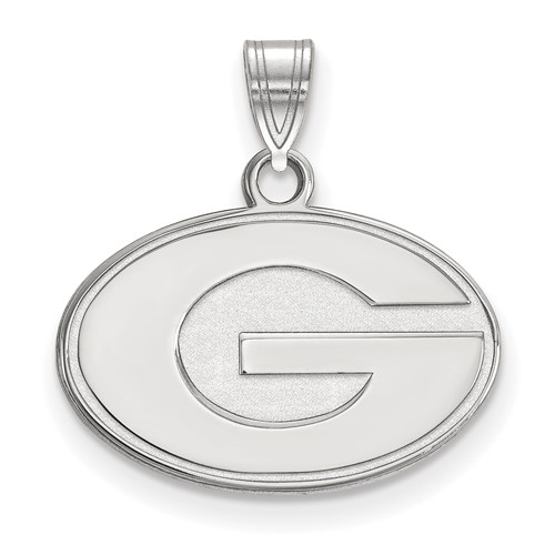 Sterling Silver Rhodium-plated LogoArt University of Georgia Letter G Small Pendant