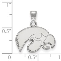 Sterling Silver Rhodium-plated LogoArt University of Iowa Hawk Small Pendant view 2