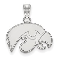 Sterling Silver Rhodium-plated LogoArt University of Iowa Hawk Small Pendant view 1