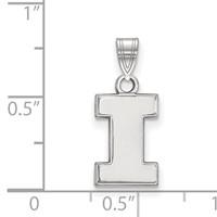 Sterling Silver Rhodium-plated LogoArt University of Illinois Letter I Small Pendant view 2
