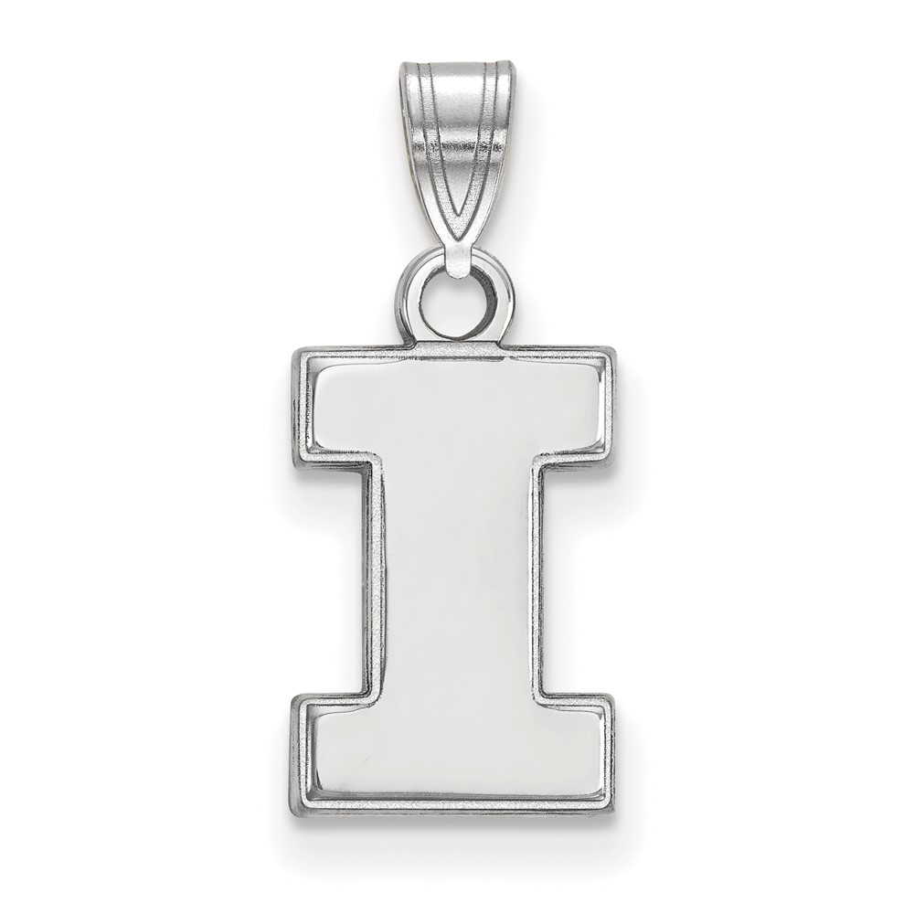 Sterling Silver Rhodium-plated LogoArt University of Illinois Letter I Small Pendant