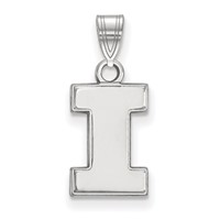 Sterling Silver Rhodium-plated LogoArt University of Illinois Letter I Small Pendant view 1