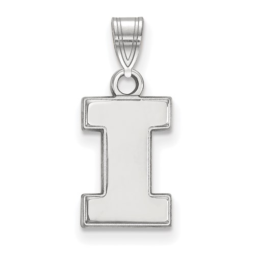 Sterling Silver Rhodium-plated LogoArt University of Illinois Letter I Small Pendant