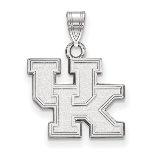 Sterling Silver Rhodium-plated LogoArt University of Kentucky U-k Small Pendant
