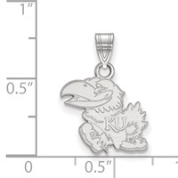 Sterling Silver Rhodium-plated LogoArt University of Kansas Jayhawk Small Pendant view 2