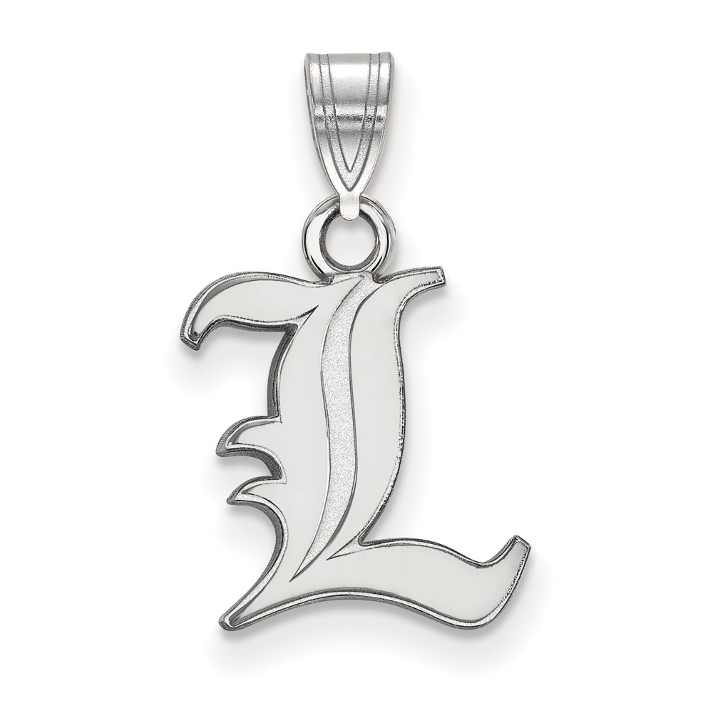 Sterling Silver Rhodium-plated LogoArt University of Louisville Letter L Small Pendant