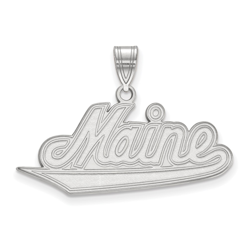 Sterling Silver Rhodium-plated LogoArt University of Maine Large Pendant
