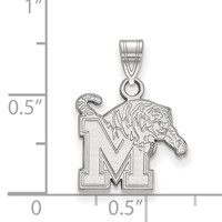 Sterling Silver Rhodium-plated LogoArt University of Memphis Small Pendant view 2
