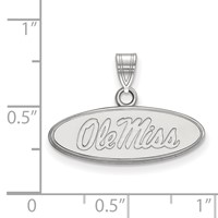 Sterling Silver Rhodium-plated LogoArt University of Mississippi Ole Miss Small Oval Pendant view 2