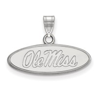 Sterling Silver Rhodium-plated LogoArt University of Mississippi Ole Miss Small Oval Pendant view 1