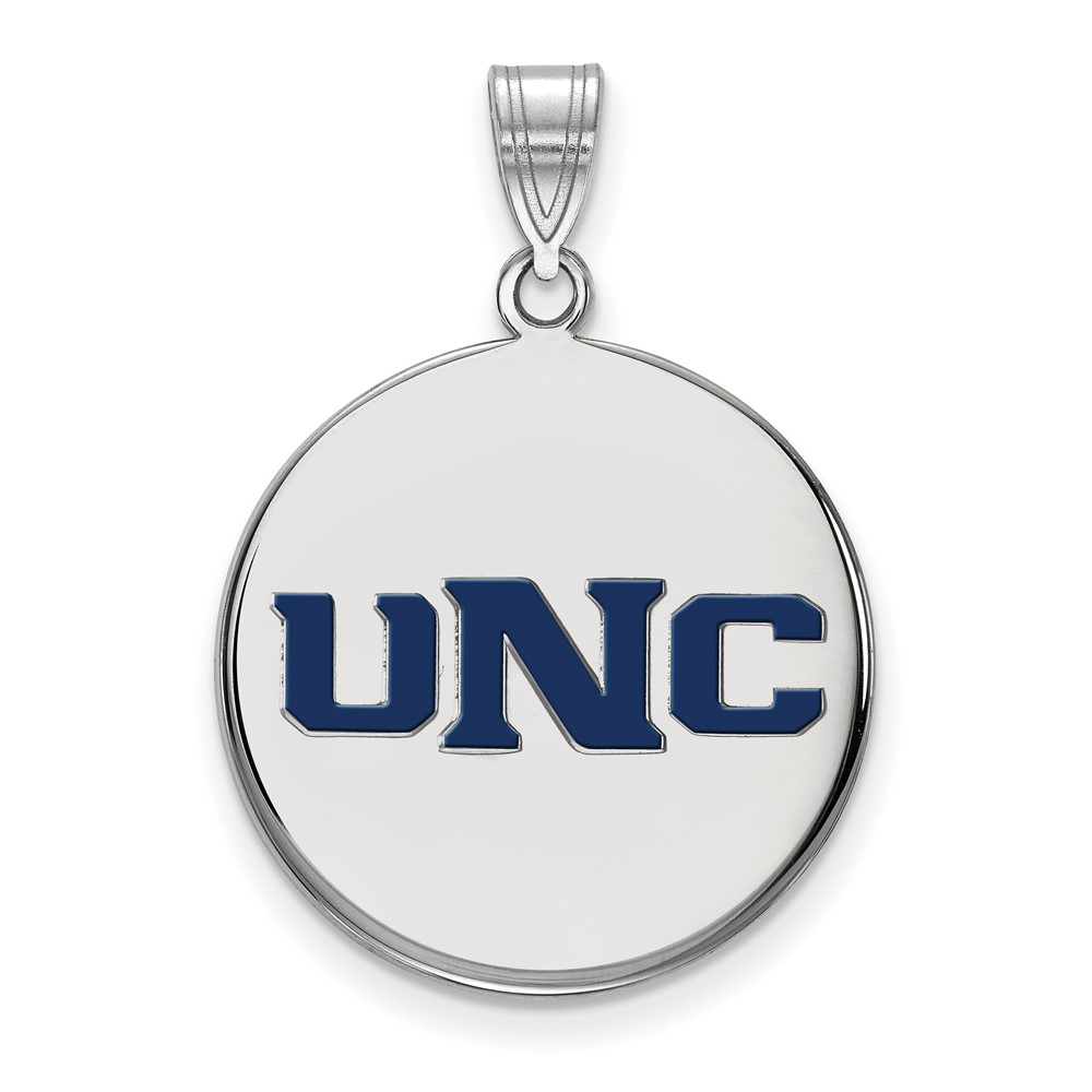 Sterling Silver Rhodium-plated LogoArt U of Northern Colorado U-n-c Large Enameled Disc Pendant