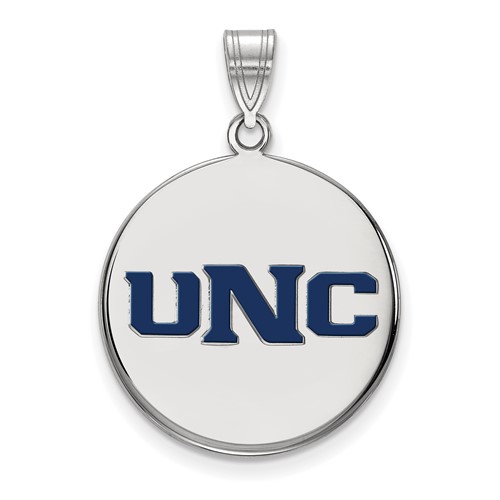 Sterling Silver Rhodium-plated LogoArt U of Northern Colorado U-n-c Large Enameled Disc Pendant