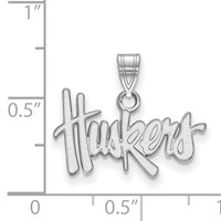 Sterling Silver Rhodium-plated LogoArt University of Nebraska Huskers Small Pendant view 2