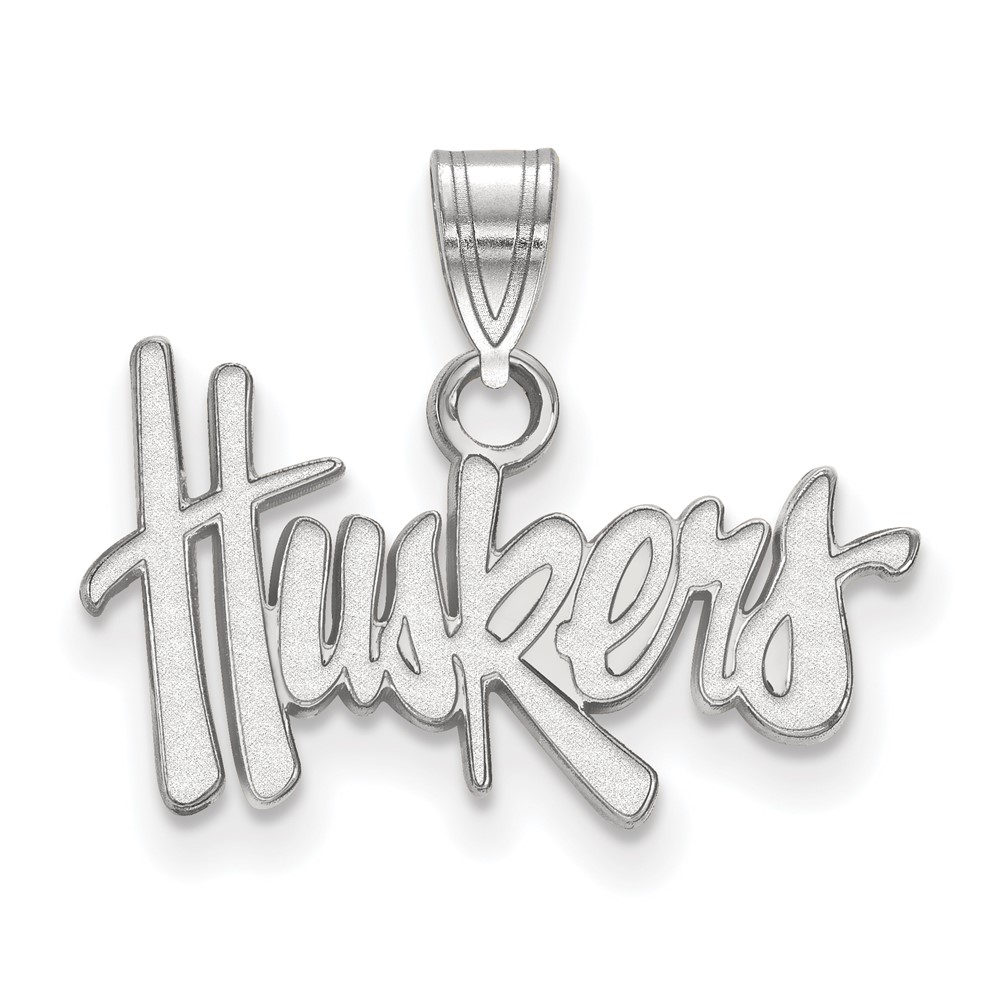 Sterling Silver Rhodium-plated LogoArt University of Nebraska Huskers Small Pendant