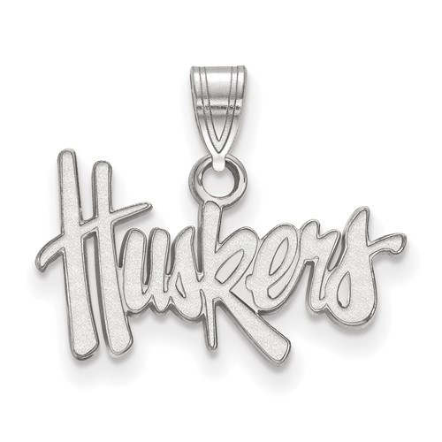 Sterling Silver Rhodium-plated LogoArt University of Nebraska Huskers Small Pendant
