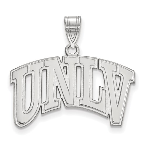 Sterling Silver Rhodium-plated LogoArt University of Nevada-Las Vegas U-n-l-v Large Pendant