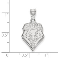 Sterling Silver Rhodium-plated LogoArt University of New Mexico Lobos Large Pendant view 2