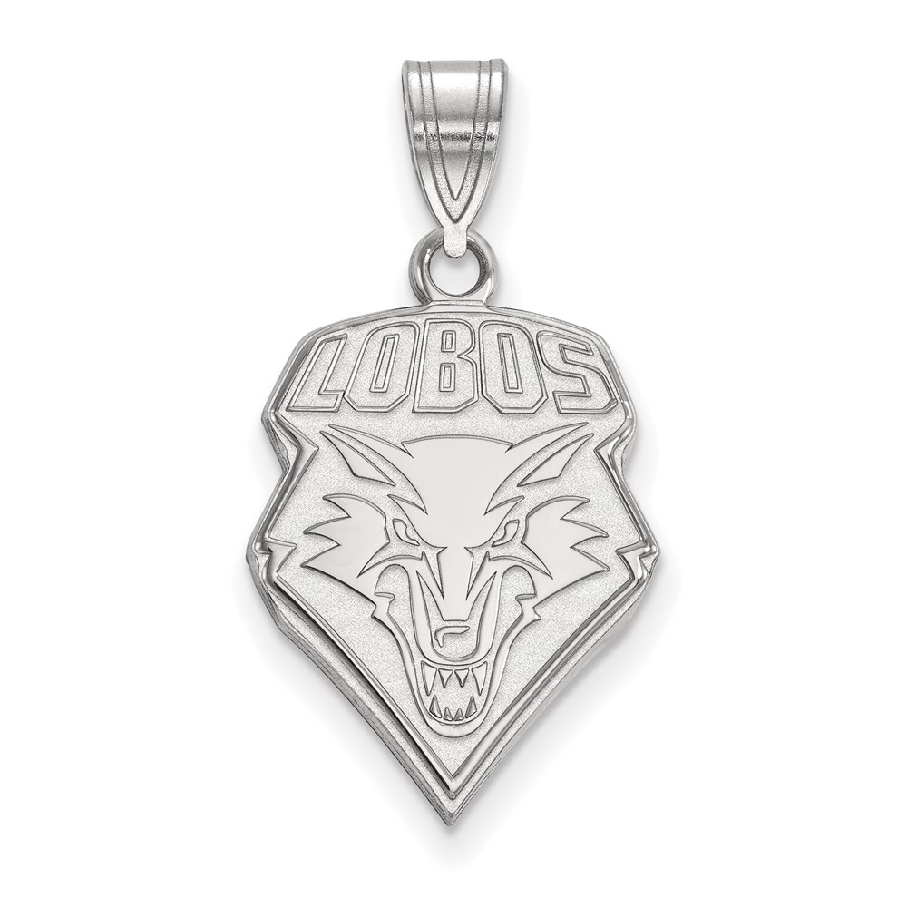 Sterling Silver Rhodium-plated LogoArt University of New Mexico Lobos Large Pendant